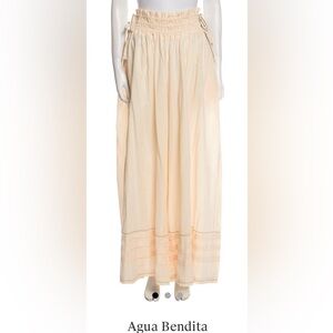 Agua Bendita Pants Palazzo All cotton handmade hand stitched cream Tag: M L NWT
